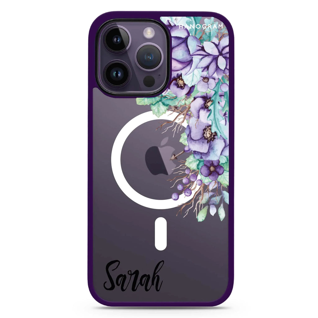Purple Floral MagSafe Compatible Impact Guard Bumper Case