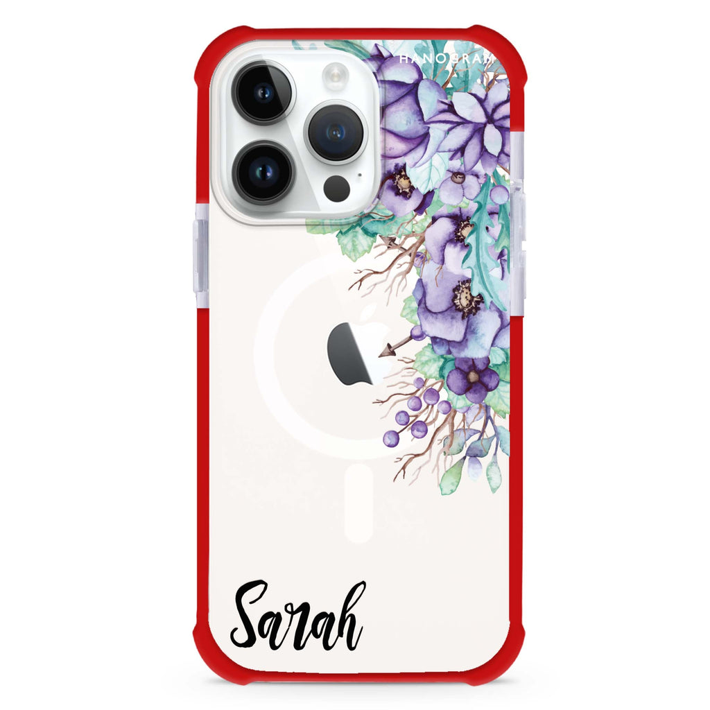 Purple Floral MagSafe Compatible Ultra Shockproof Case
