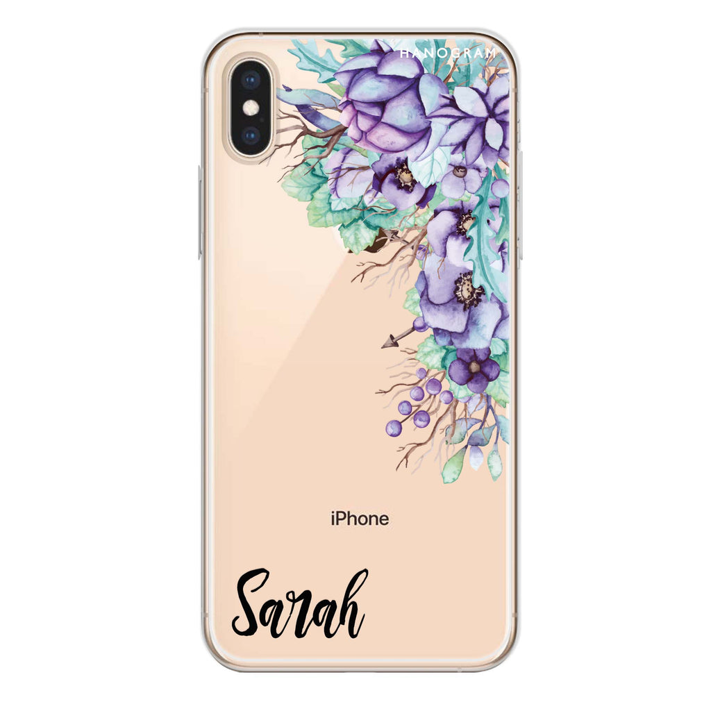 Purple Floral iPhone XS Max Ultra Clear Case