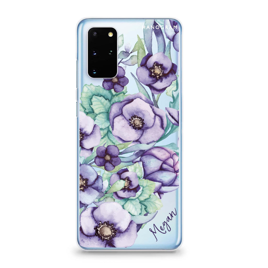 Purple Floral II Samsung S20 Soft Clear Case
