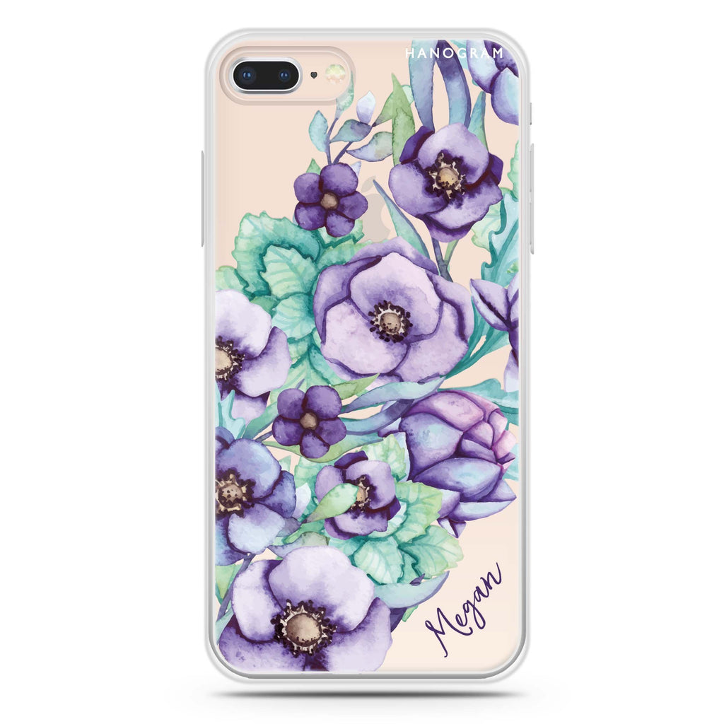 Purple Floral II iPhone 8 Ultra Clear Case