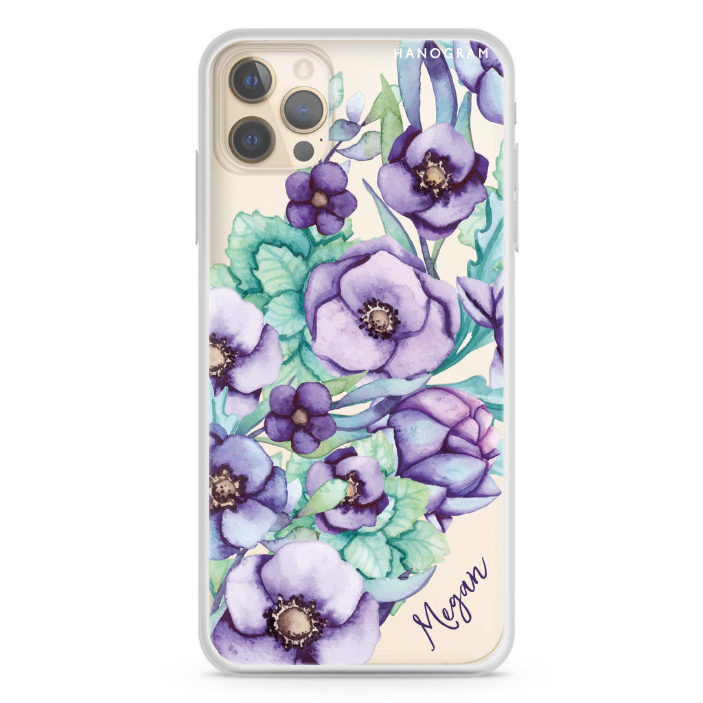 Purple Floral II iPhone 12 Pro Max Ultra Clear Case