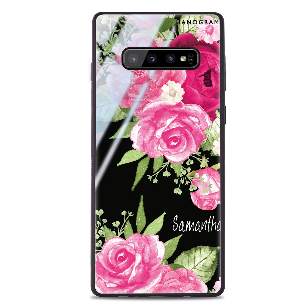 Watercolor Rose Samsung S10 Plus Glass Case