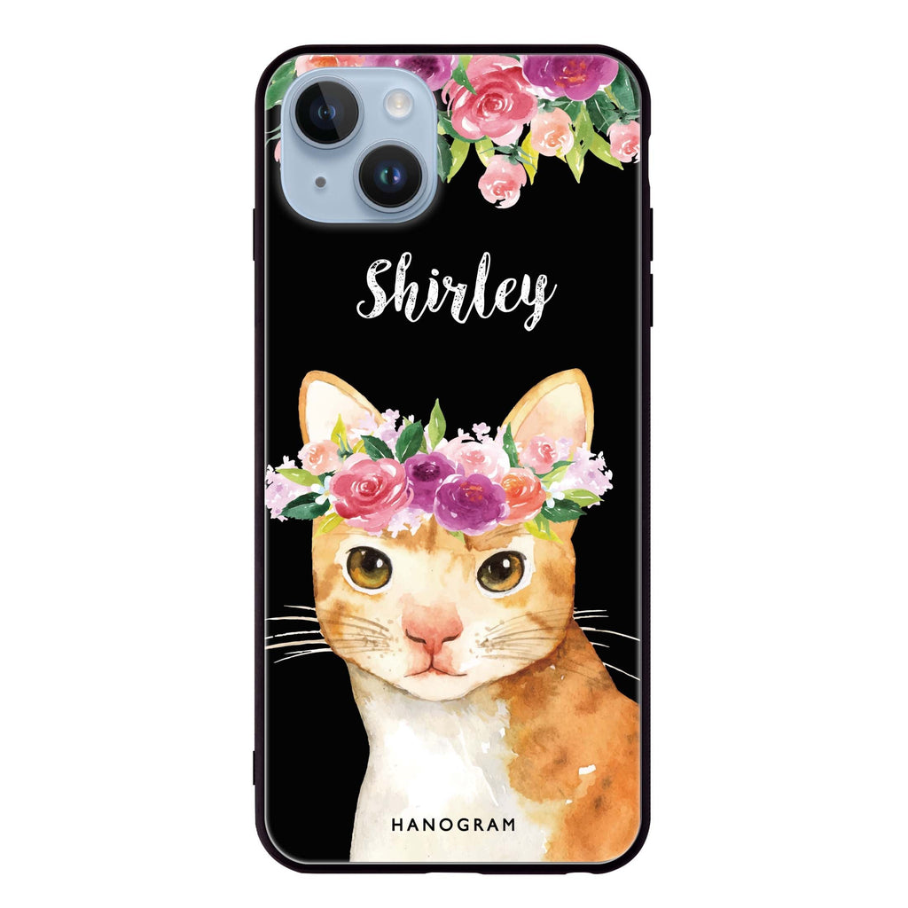 Floral and Cat iPhone 14 Plus Glass Case