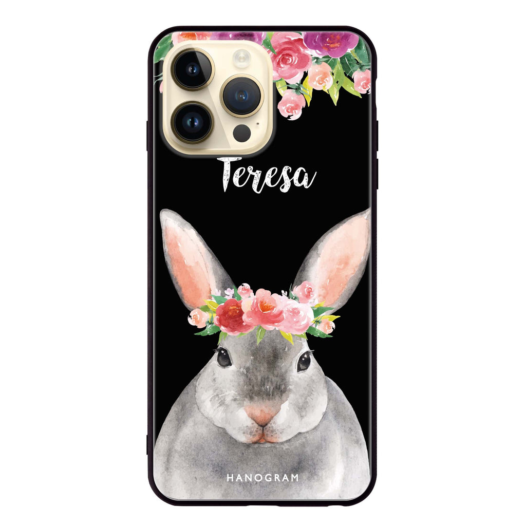 Floral and Bunny Glass Case