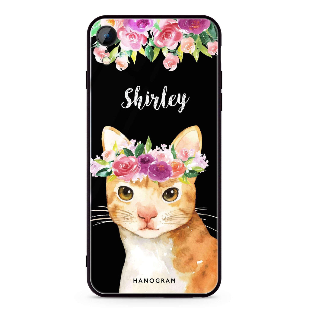 Floral and Cat iPhone XR Glass Case