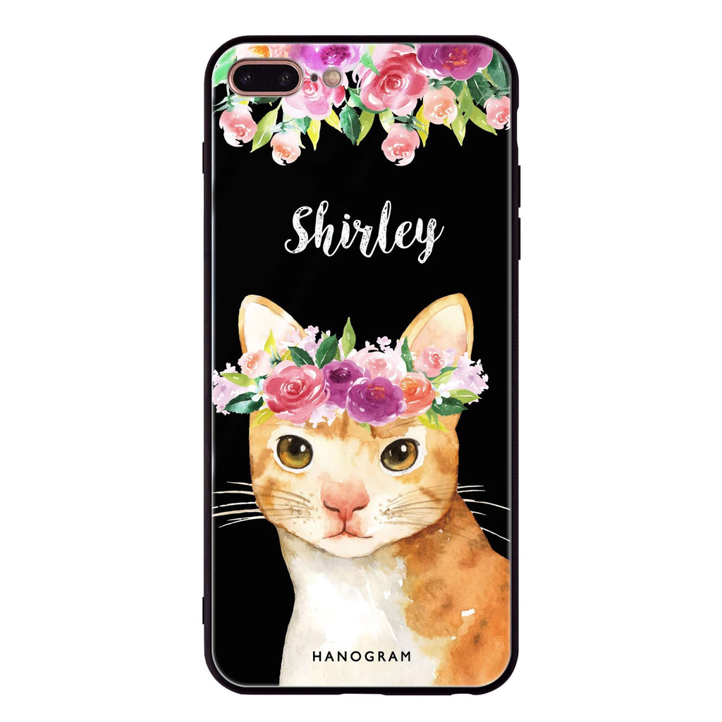 Floral and Cat iPhone 8 Plus Glass Case