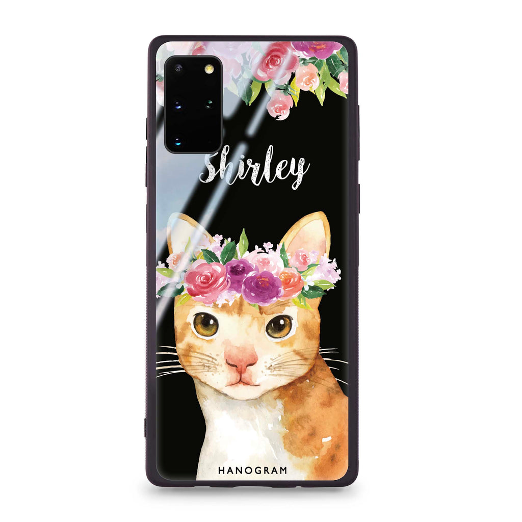 Floral and Cat Samsung S20 Plus Glass Case