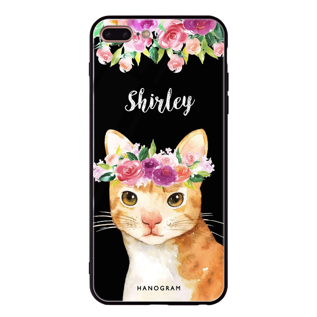 Floral and Cat iPhone 7 Plus Glass Case