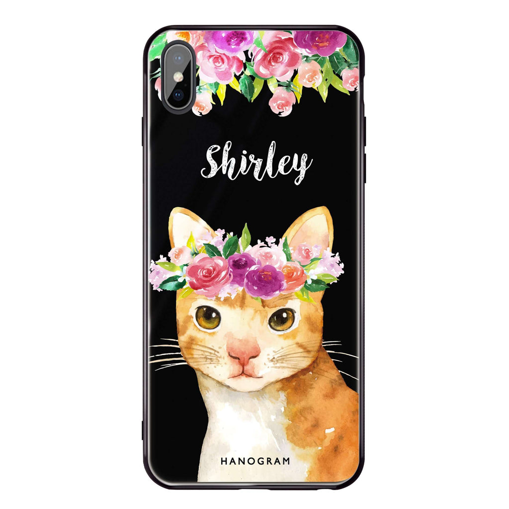 Floral and Cat iPhone XS Max Glass Case