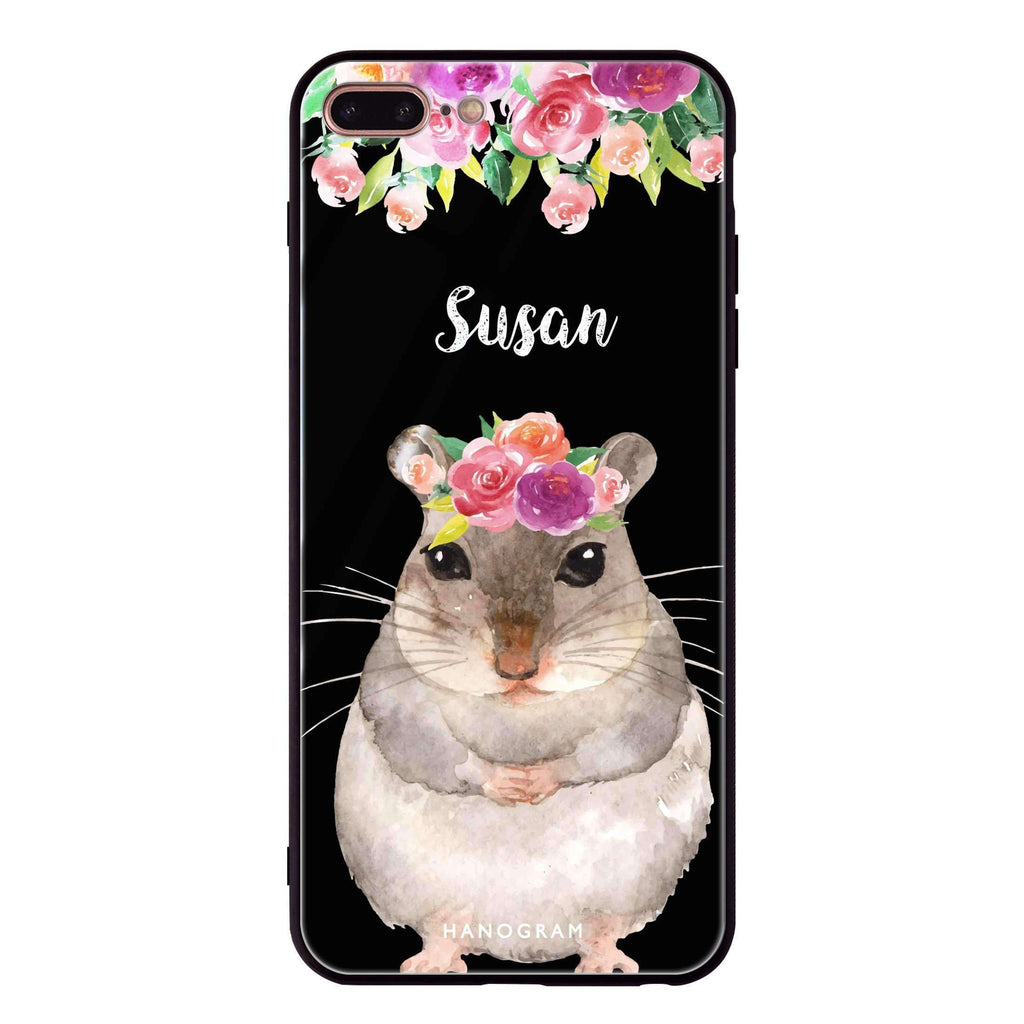 Floral and Hamster iPhone 8 Plus Glass Case
