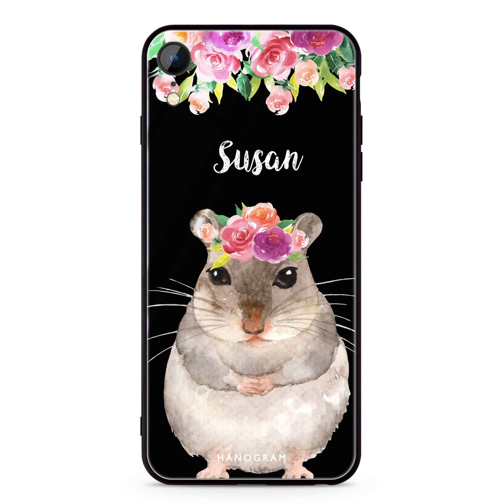 Floral and Hamster iPhone XR Glass Case