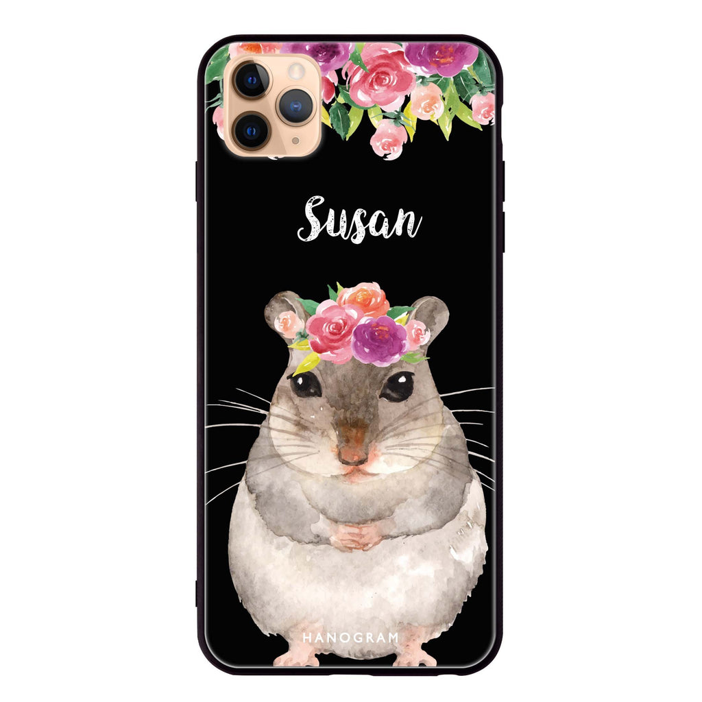 Floral and Hamster iPhone 11 Pro Max Glass Case
