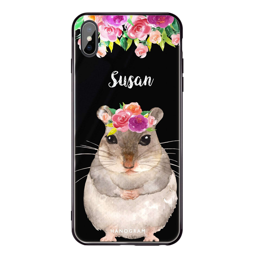 Floral and Hamster iPhone XS Max Glass Case