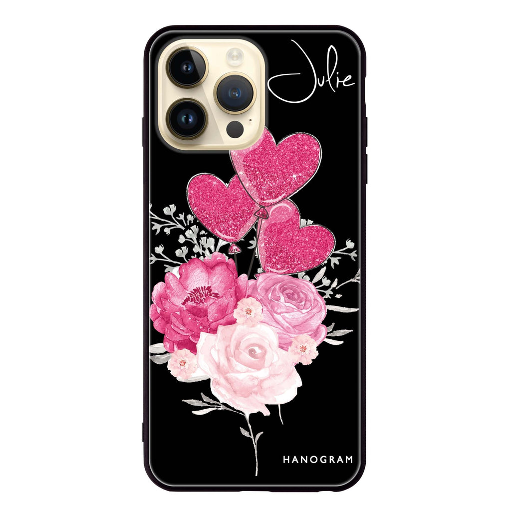Sweet Heart With Rose Glass Case