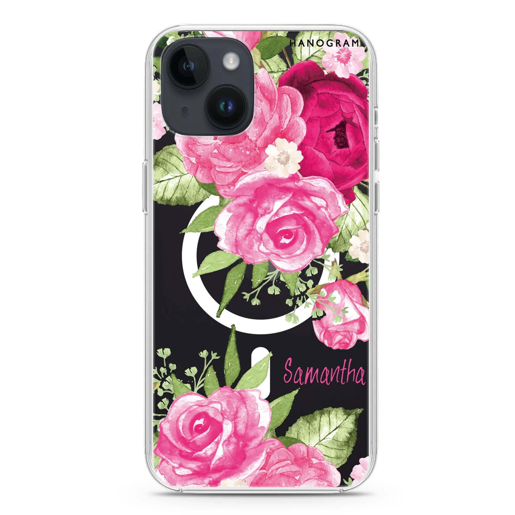 Watercolor Rose iPhone 12 MagSafe Compatible Ultra Clear Case