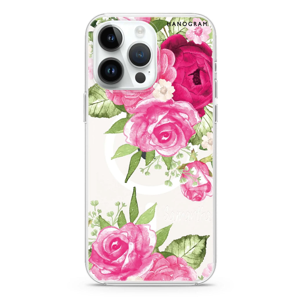Watercolor Rose iPhone 12 Pro MagSafe Compatible Ultra Clear Case