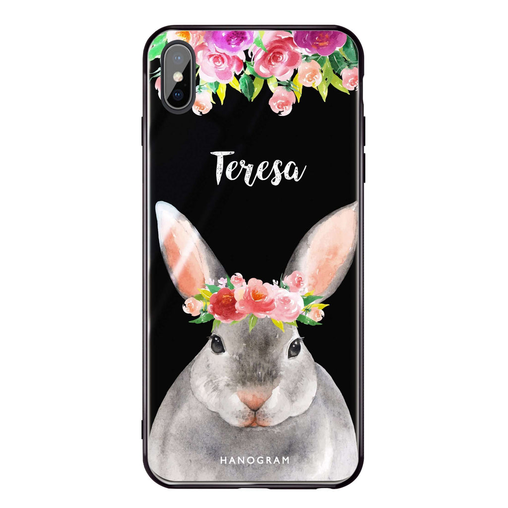 Floral and Bunny iPhone XS Glass Case