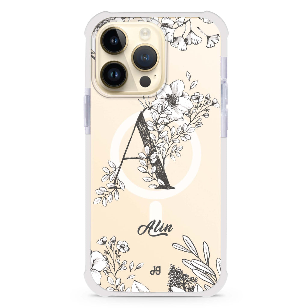 Vintage Floral Monogram MagSafe Compatible Ultra Shockproof Case
