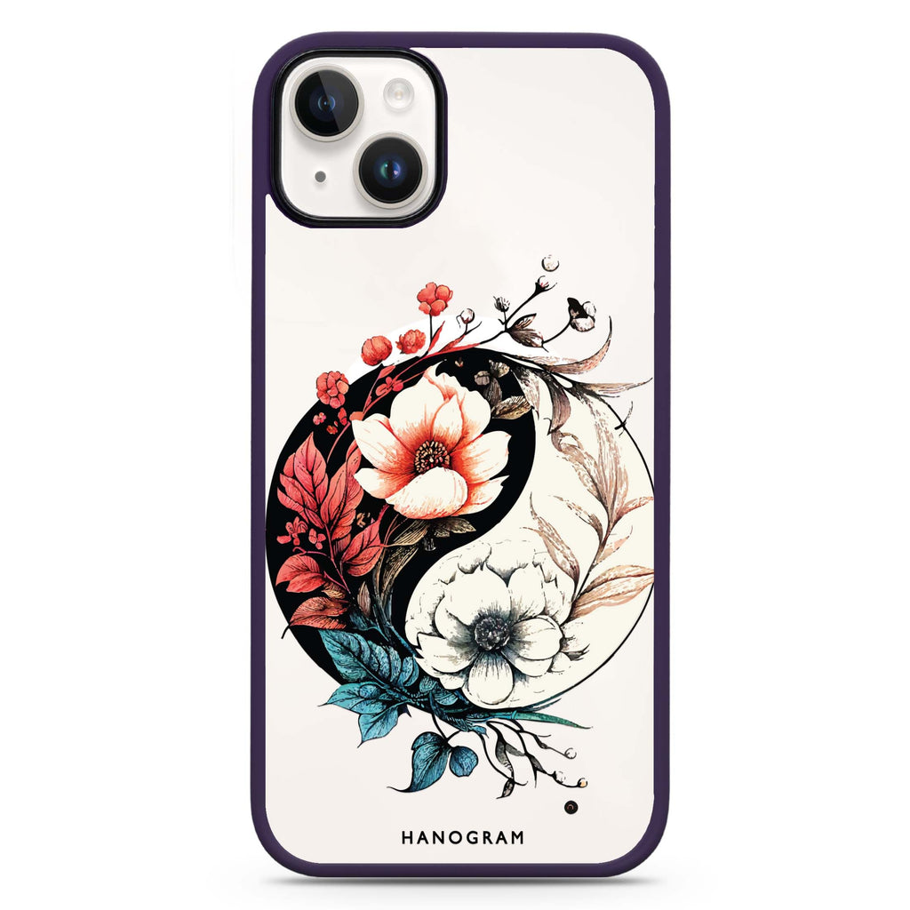 Pretty Floral & Tai Chi iPhone 14 Plus MagSafe Compatible Impact Guard Bumper Case