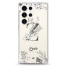 Vintage Floral Monogram Samsung Galaxy S26/S25/S24/S23/S22 Ultra ultra clear case, transparent design, main view