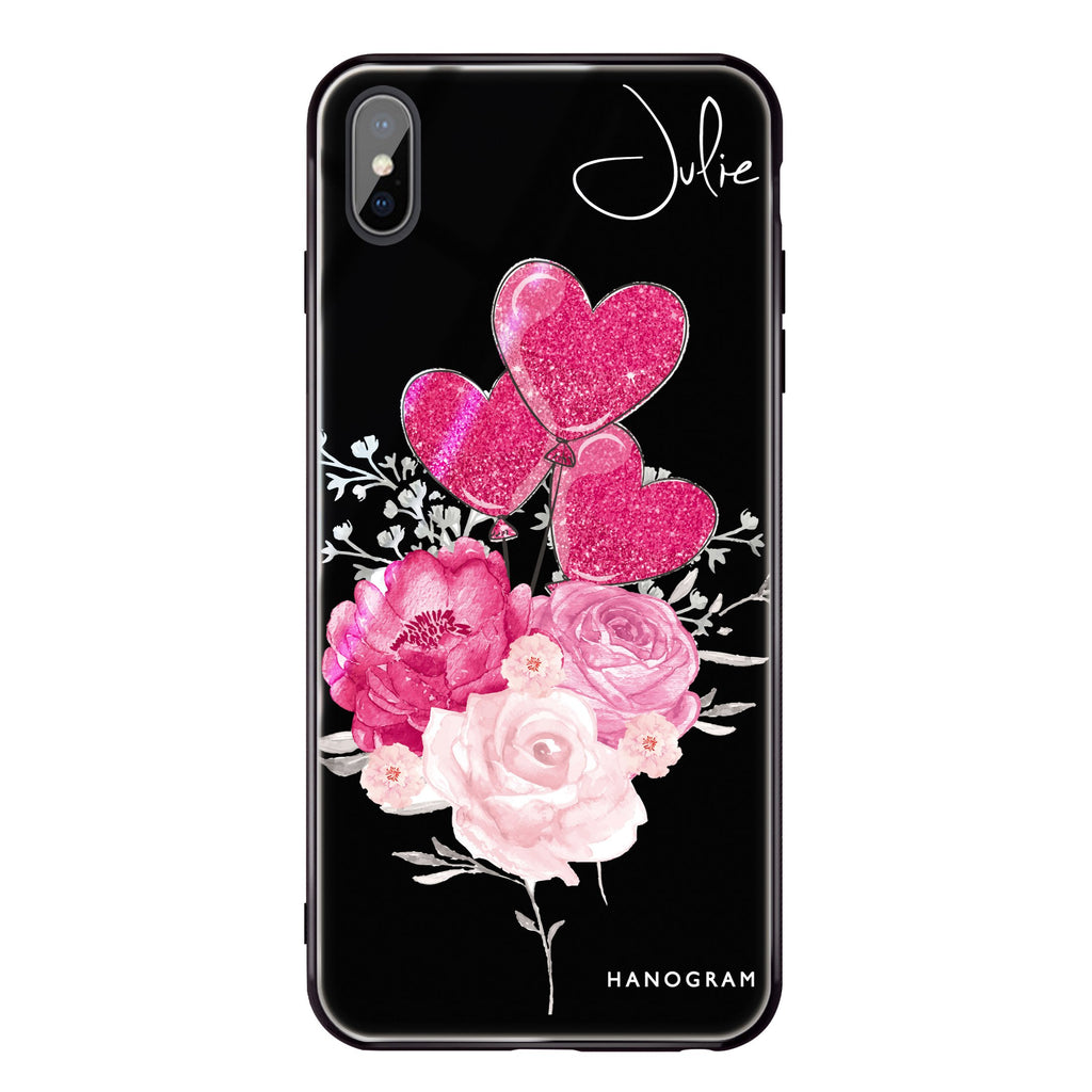Sweet Heart With Rose iPhone XS Max Glass Case