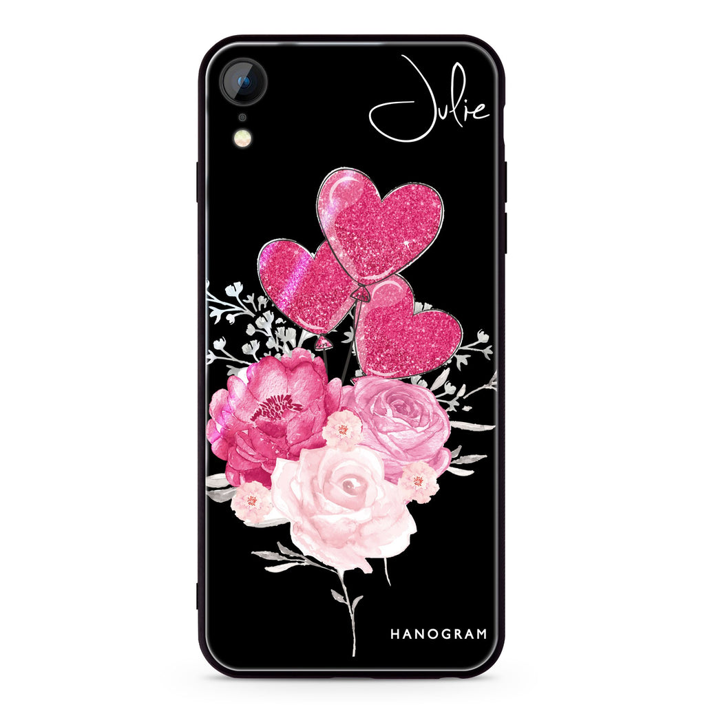 Sweet Heart With Rose iPhone XR Glass Case