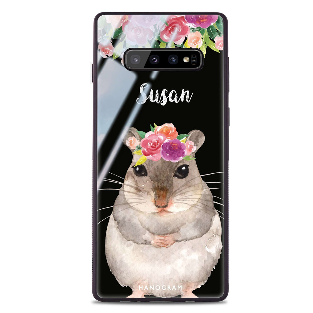 Floral and Hamster Samsung S10 Plus Glass Case