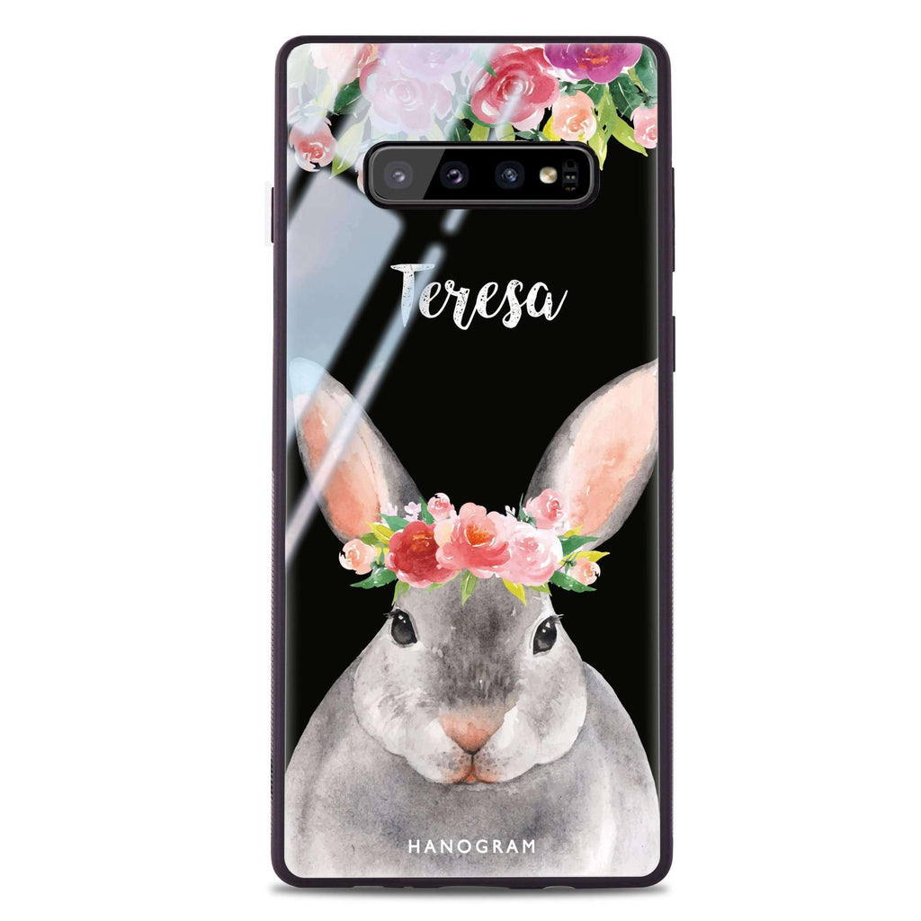 Floral and Bunny Samsung S10 Plus Glass Case