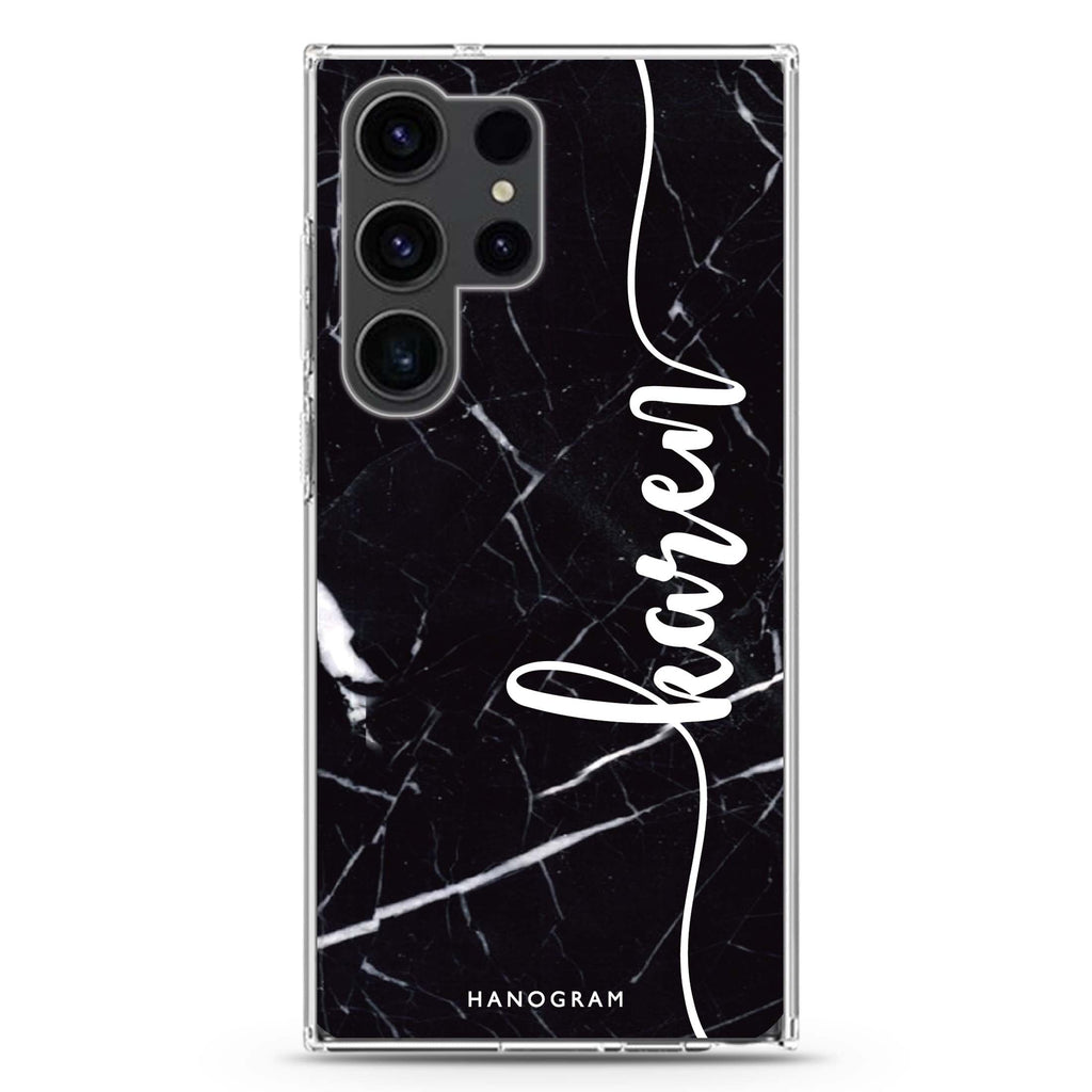 Marble Edition personalized name Samsung Galaxy S26/S25/S24/S23/S22 Ultra ultra clear case, transparent design, main view