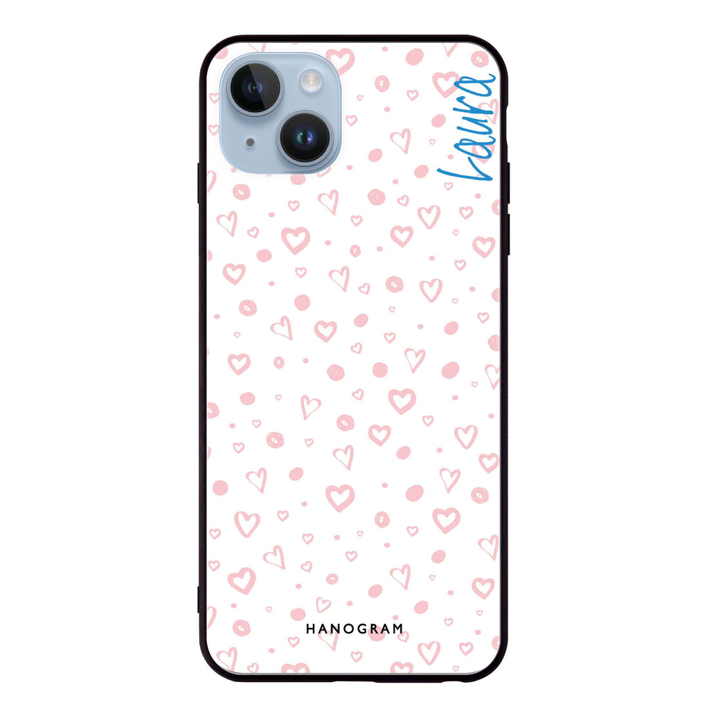 Pinky Hearts iPhone 14 Plus Glass Case
