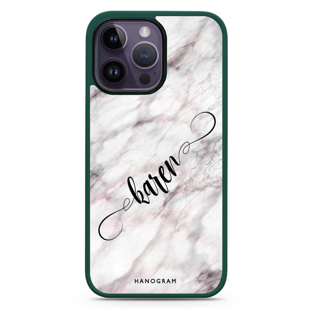 Cursive Name & Marble Impact Guard Bumper Case
