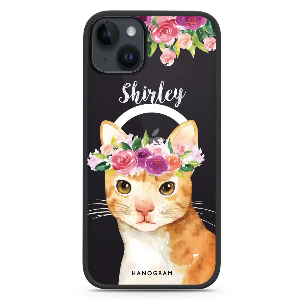 Floral and Cat iPhone 14 Plus MagSafe Compatible Impact Guard Bumper Case