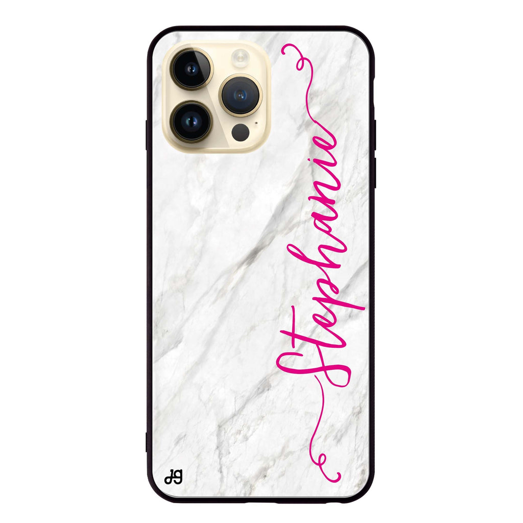 Vertical Cursive & Marble Sleek Glass Case