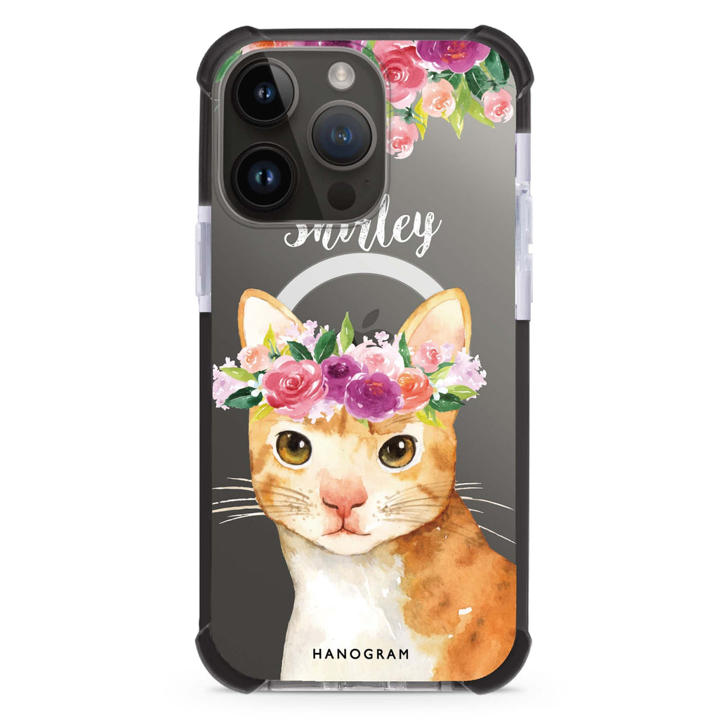 Floral and Cat MagSafe Compatible Ultra Shockproof Case