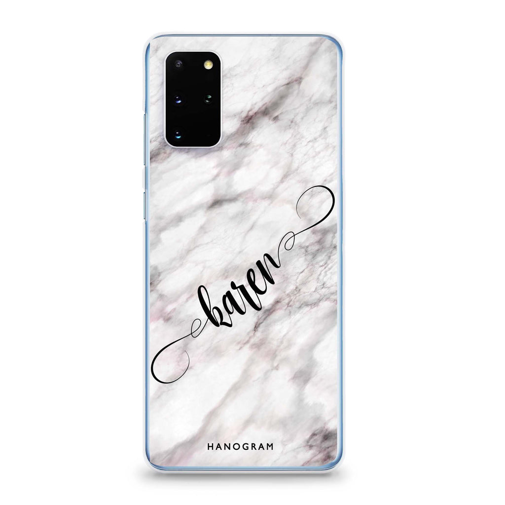 Cursive Name & Marble Samsung S20 Soft Clear Case