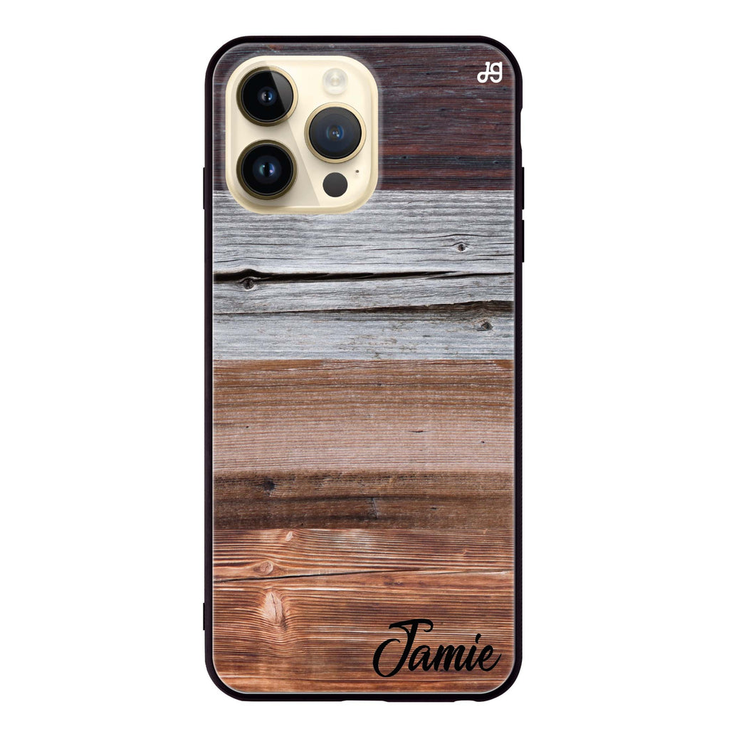 Wood Grain Varigegated iPhone 14 Pro Max Glass Case