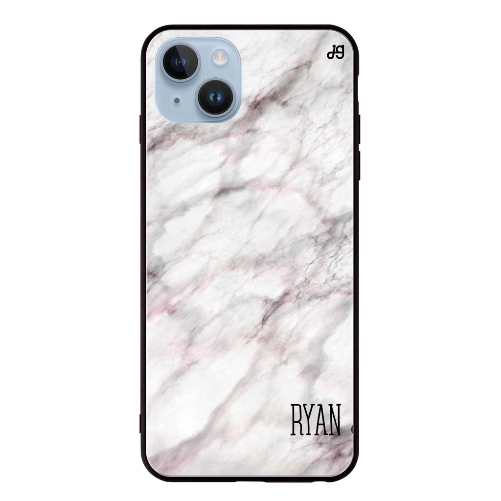 White Marble iPhone 14 Plus Glass Case