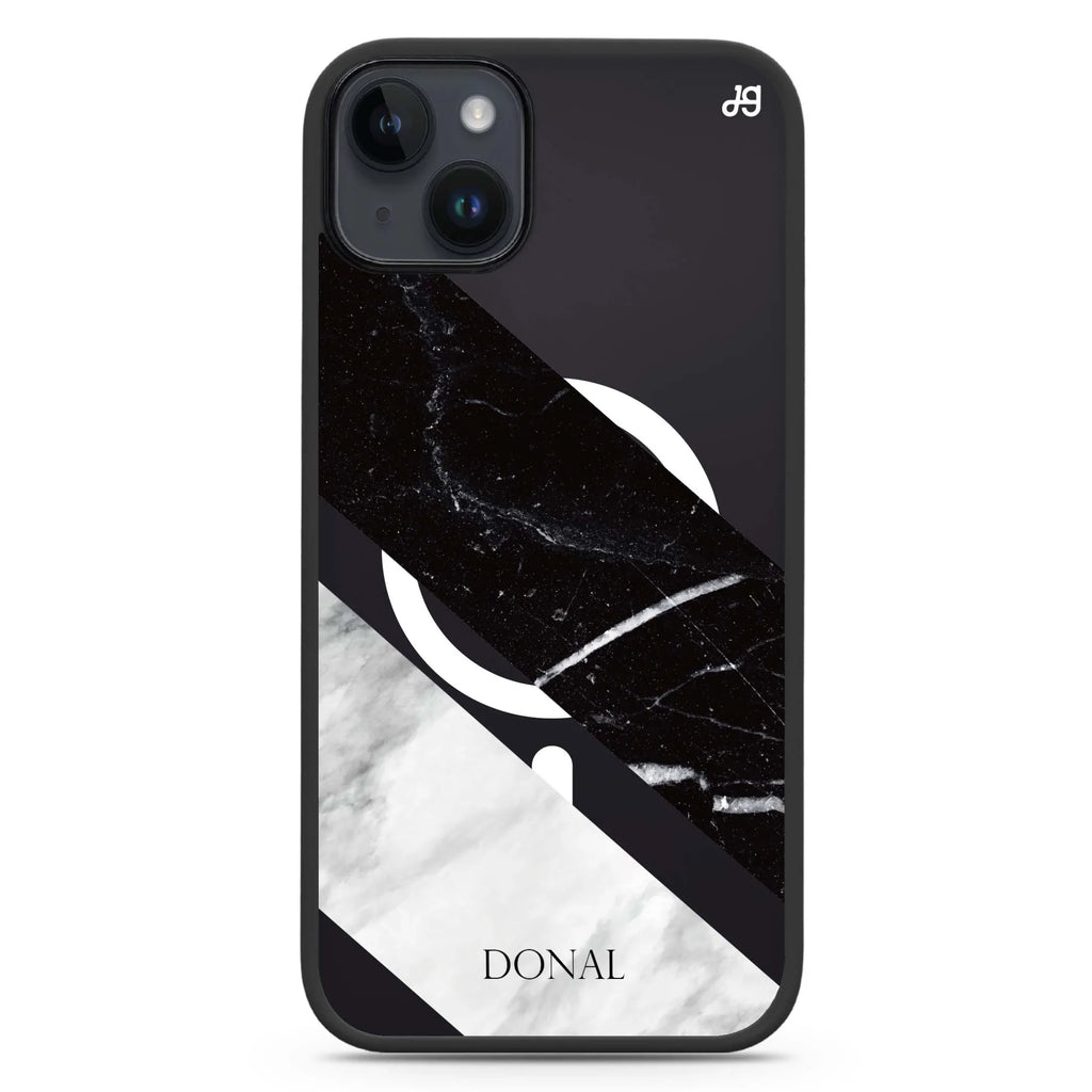 B & W Marble iPhone 14 Plus MagSafe Compatible Impact Guard Bumper Case