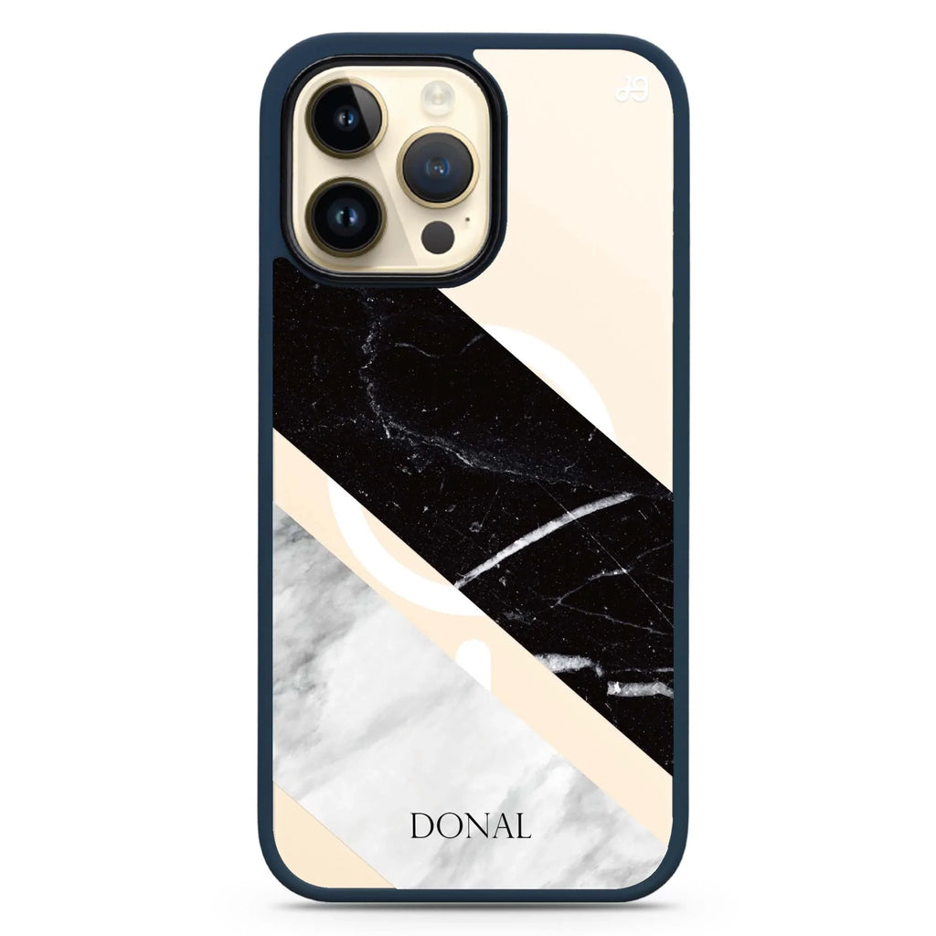 B & W Marble MagSafe Compatible Impact Guard Bumper Case