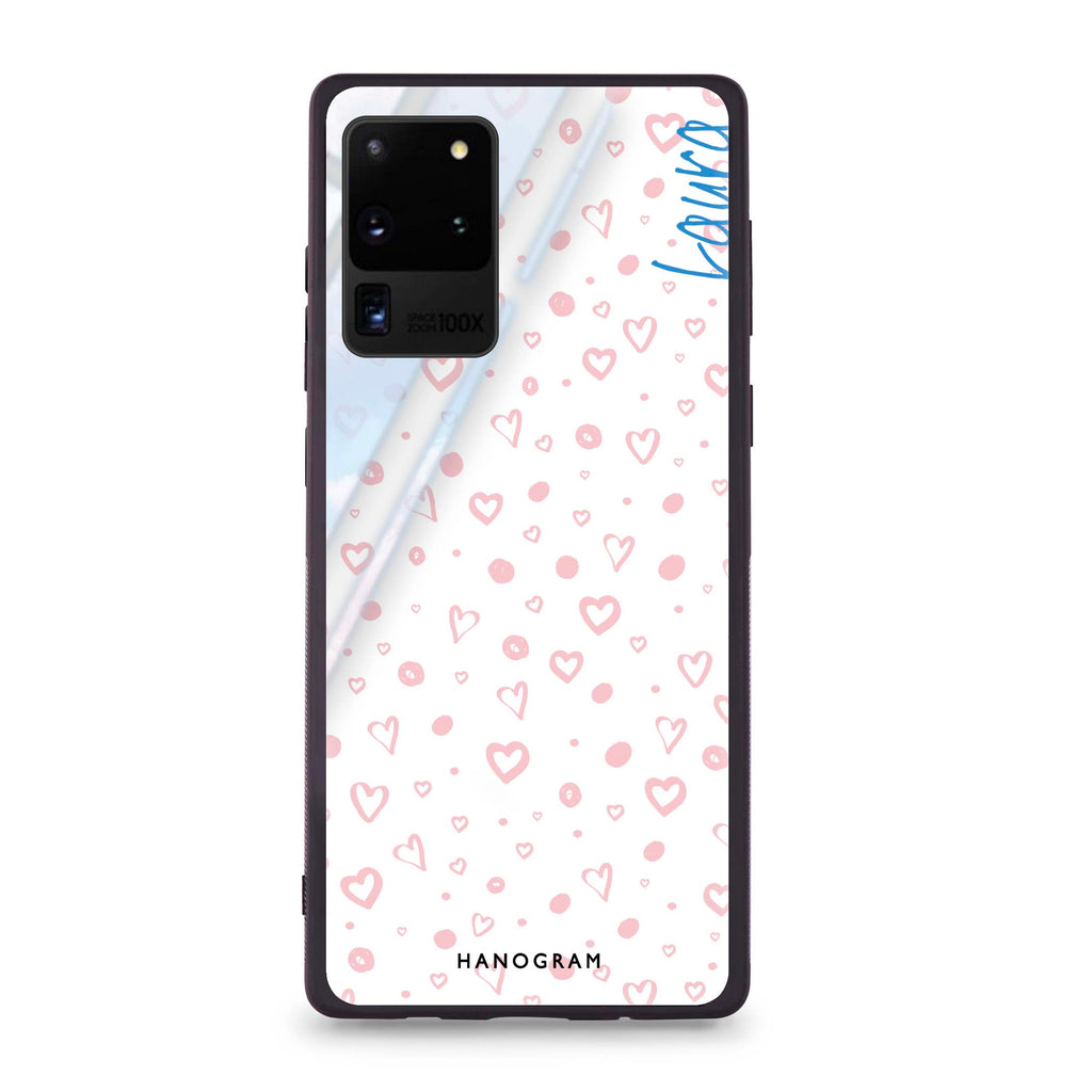 Pinky Hearts Samsung S20 Ultra Glass Case