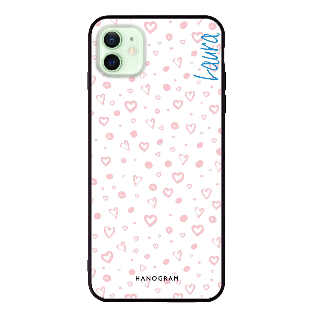 Pinky Hearts iPhone 12 Glass Case