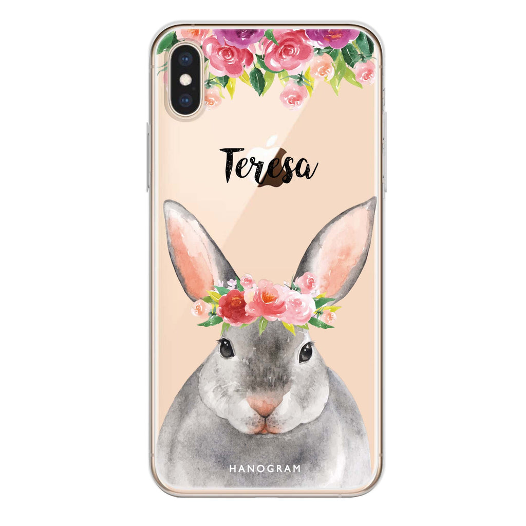 Floral and Bunny iPhone XS Ultra Clear Case
