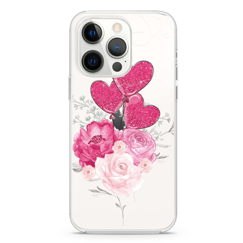 Sweet Heart With Rose iPhone 14 Pro Max Ultra Clear Case