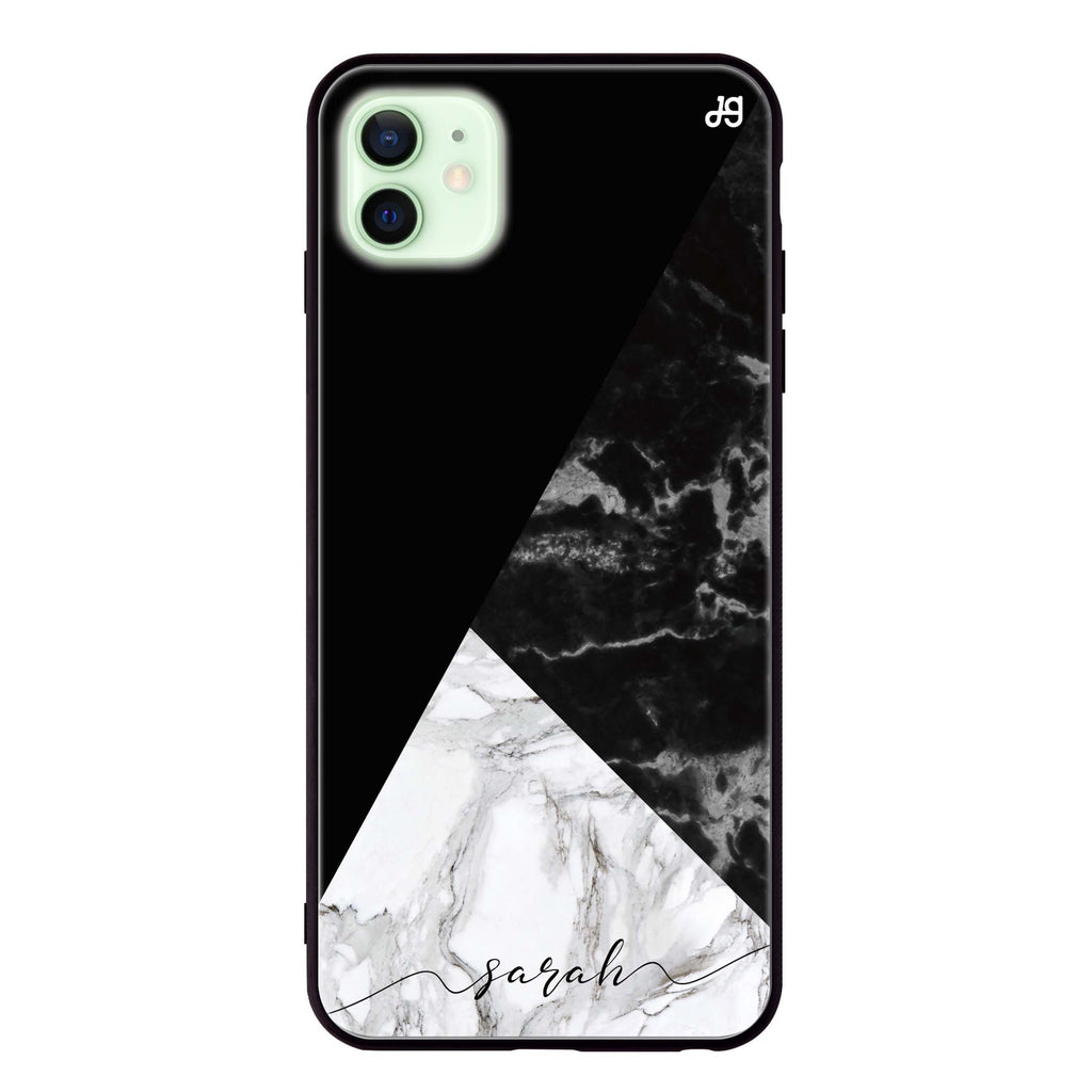 Black And White Marble iPhone 12 Glass Case