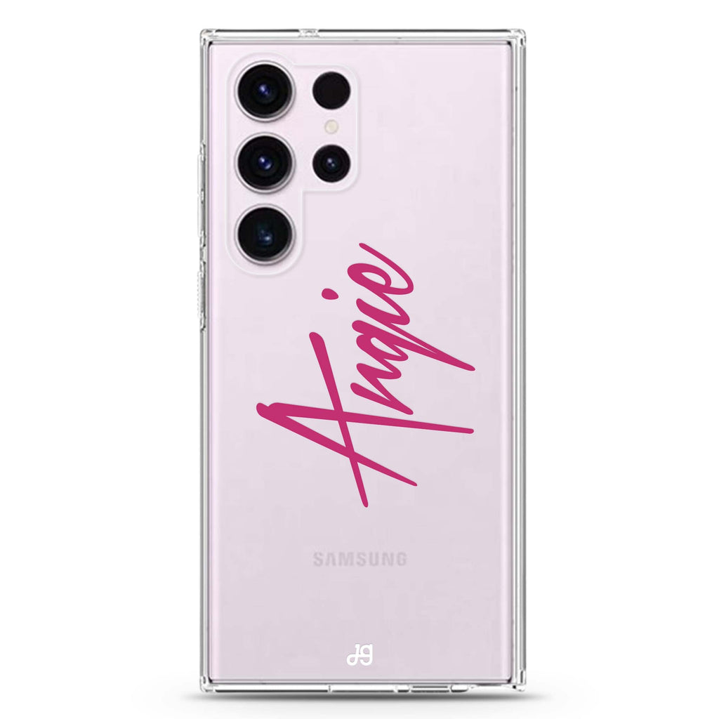 My Love personalized name Samsung Galaxy S26/S25/S24/S23/S22 Ultra ultra clear case, transparent design, main view