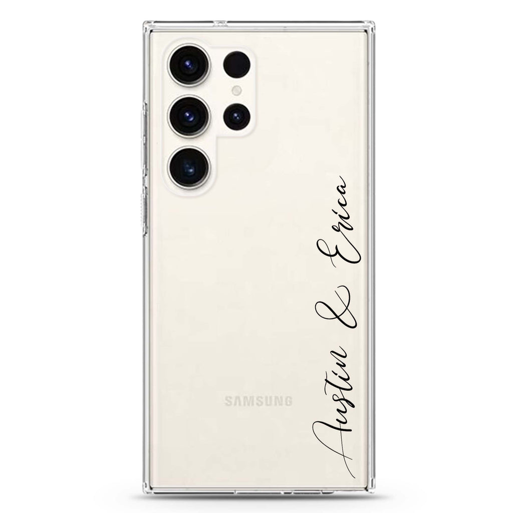 Handwritten You personalized name Samsung Galaxy S26/S25/S24/S23/S22 Ultra ultra clear case, transparent design, main view