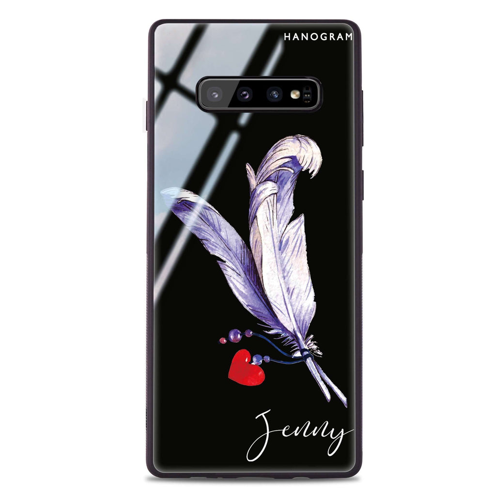 Feather Love Samsung S10 Plus Glass Case