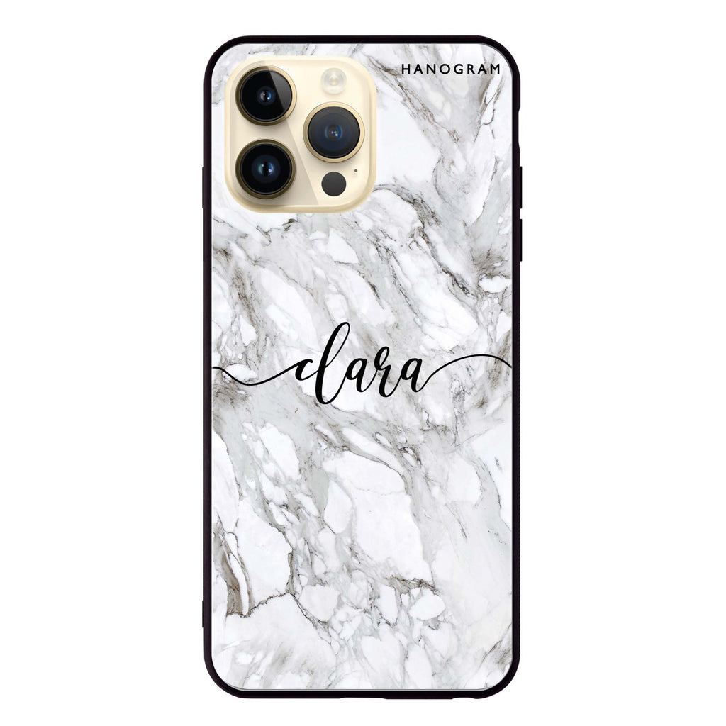 Powder Gray And White Marble II Glass Case