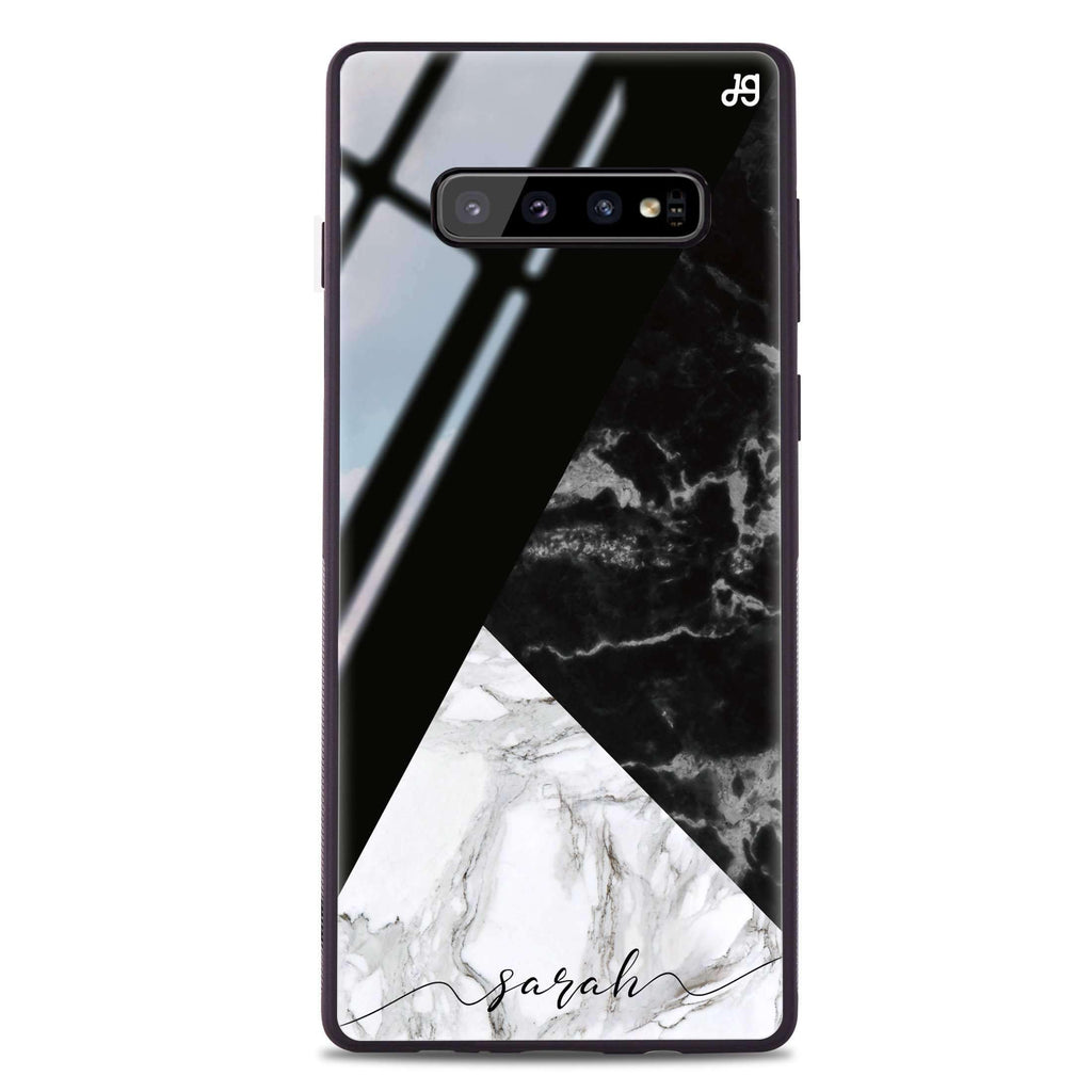 Black And White Marble Samsung S10 Plus Glass Case